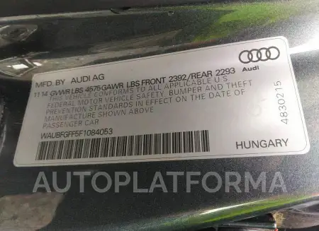 AUDI S3/A3 2015 vin WAUBFGFF5F1084053 from auto auction Iaai