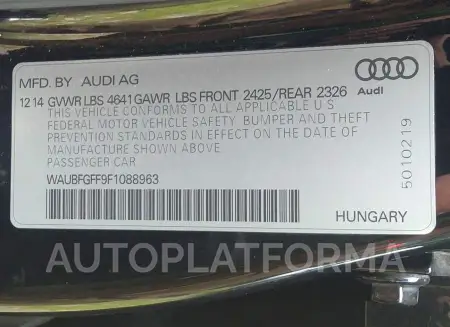 AUDI S3/A3 2015 vin WAUBFGFF9F1088963 from auto auction Iaai