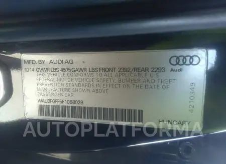 AUDI S3/A3 2015 vin WAUBFGFF5F1068029 from auto auction Iaai