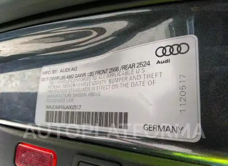 AUDI S4 2018 vin WAUC4AF49JA002517 from auto auction Iaai