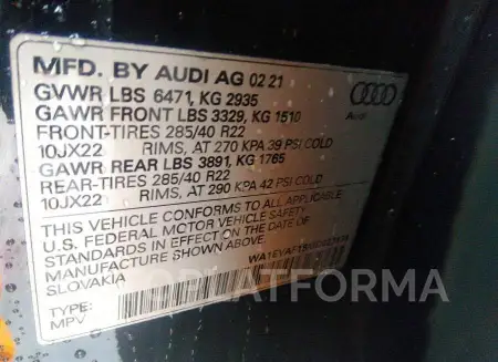 AUDI Q8 2021 vin WA1EVAF18MD027131 from auto auction Iaai