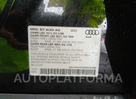 AUDI E-TRON 2021 vin WA1AAAGE8MB030666 from auto auction Iaai