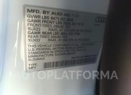 AUDI Q8 2021 vin WA1EVAF19MD017532 from auto auction Iaai