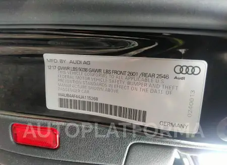 AUDI S4 2018 vin WAUB4AF44JA115268 from auto auction Iaai