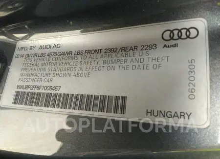 AUDI S3/A3 2015 vin WAUBFGFF8F1005457 from auto auction Iaai