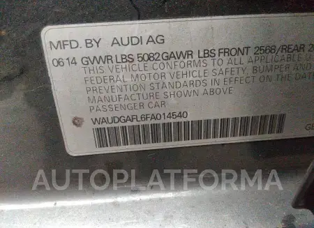 AUDI S4 2015 vin WAUDGAFL6FA014540 from auto auction Iaai