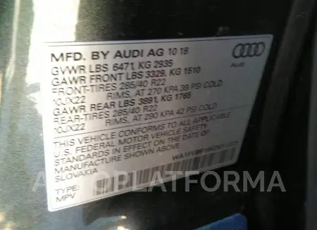 AUDI Q8 2019 vin WA1FVBF18KD011373 from auto auction Iaai