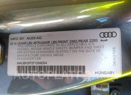 AUDI S3/A3 2015 vin WAUBFGFF2F1006054 from auto auction Iaai