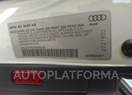 AUDI S5 SPORTBACK 2022 vin WAUC4CF57NA025126 from auto auction Iaai