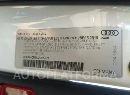 AUDI S5 SPORTBACK 2018 vin WAUB4CF58JA025271 from auto auction Iaai