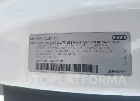 AUDI S5 COUPE 2019 vin WAUR4AF58KA009902 from auto auction Iaai