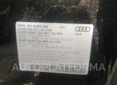 AUDI E-TRON 2021 vin WA1AAAGE6MB031850 from auto auction Iaai