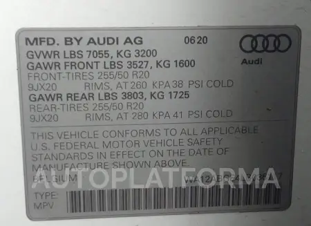 AUDI E-TRON SPORTBACK 2020 vin WA12ABGE4LB036117 from auto auction Iaai