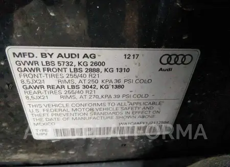 AUDI SQ5 2018 vin WA1C4AFY1J2112584 from auto auction Iaai