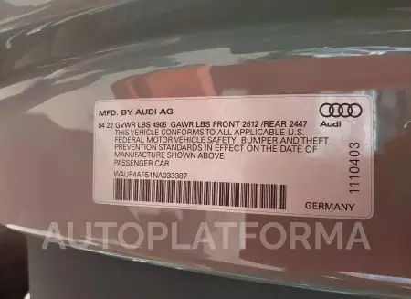 AUDI S5 COUPE 2022 vin WAUP4AF51NA033387 from auto auction Iaai