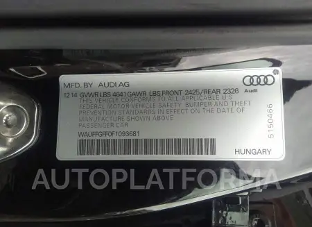 AUDI S3 2015 vin WAUFFGFF0F1093681 from auto auction Iaai