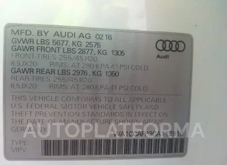 AUDI SQ5 2016 vin WA1CCAFP3GA112918 from auto auction Iaai