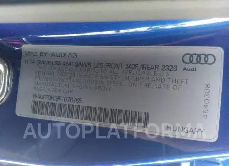 AUDI S3 2015 vin WAUFFGFF9F1076765 from auto auction Iaai