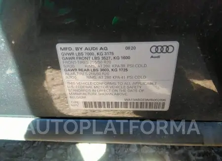 AUDI E-TRON 2021 vin WA13ABGE9MB002096 from auto auction Iaai