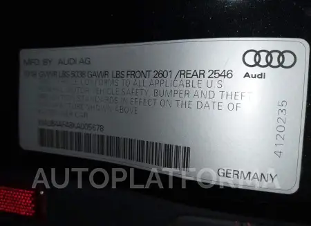 AUDI S4 2019 vin WAUB4AF48KA005678 from auto auction Iaai