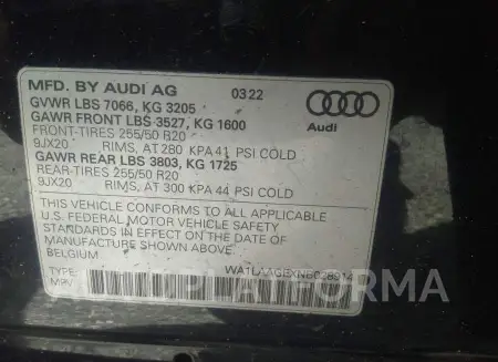 AUDI E-TRON 2022 vin WA1LAAGEXNB028914 from auto auction Iaai