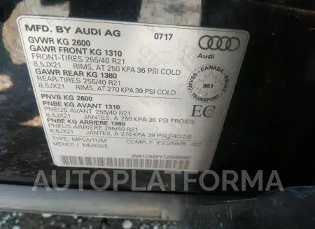 AUDI SQ5 2018 vin WA1C4AFY1J2025087 from auto auction Iaai