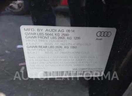 AUDI SQ5 2015 vin WA1CGBFP3FA042393 from auto auction Iaai