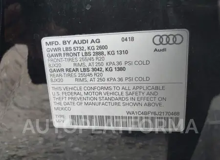 AUDI SQ5 2018 vin WA1C4BFY6J2170468 from auto auction Iaai