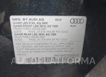 AUDI SQ5 2021 vin WA1C4AFY7M2009240 from auto auction Iaai