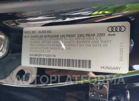 AUDI S3/A3 2015 vin WAUBFGFF1F1033116 from auto auction Iaai