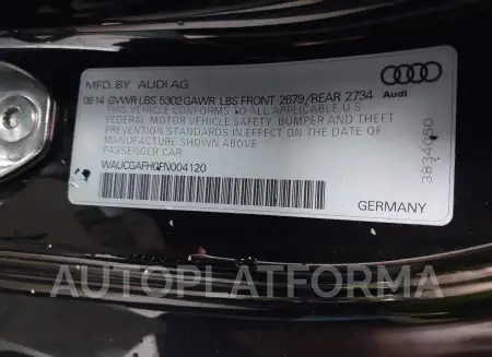 AUDI S5 2015 vin WAUCGAFH0FN004120 from auto auction Iaai