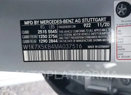 MERCEDES-BENZ AMG GT 2021 vin W1K7X5KB4MA037516 from auto auction Iaai