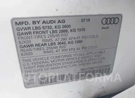 AUDI SQ5 2018 vin WA1C4AFY4J2223887 from auto auction Iaai