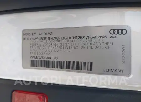 AUDI S5 SPORTBACK 2018 vin WAUB4CF55JA041363 from auto auction Iaai