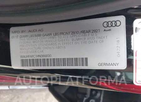 AUDI S6 2017 vin WAUHFAFC1HN086830 from auto auction Iaai