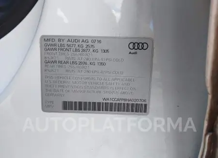 AUDI SQ5 2017 vin WA1CCAFP8HA020706 from auto auction Iaai