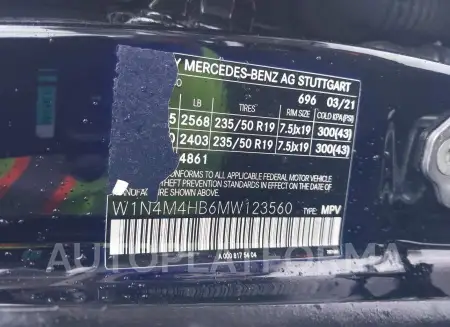 MERCEDES-BENZ GLB 250 2021 vin W1N4M4HB6MW123560 from auto auction Iaai