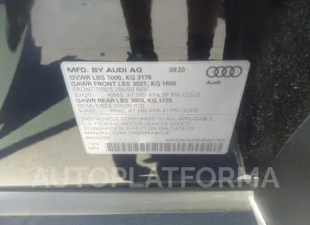 AUDI E-TRON 2021 vin WA12AAGE8MB002709 from auto auction Iaai