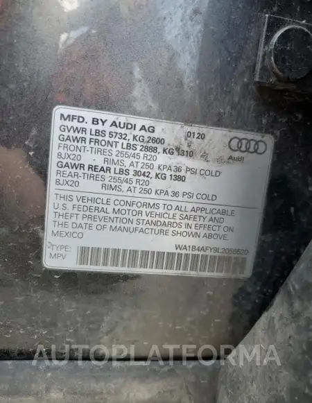 AUDI SQ5 PREMIU 2020 vin WA1B4AFY9L2055520 from auto auction Copart