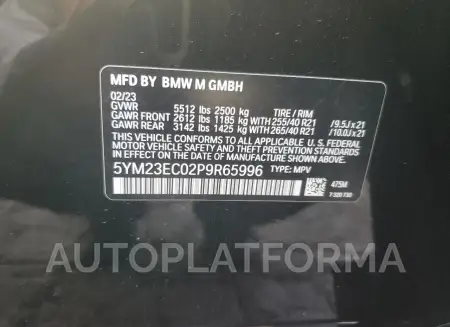 BMW X4 M 2023 vin 5YM23EC02P9R65996 from auto auction Copart