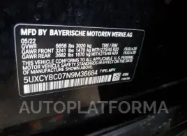 BMW X6 M50I 2022 vin 5UXCY8C07N9M36684 from auto auction Copart