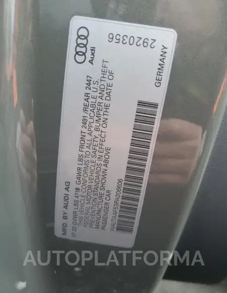 AUDI A5 PREMIUM 2023 vin WAUTAAF53PA006606 from auto auction Copart