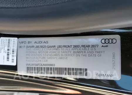 AUDI A7 PREMIUM 2018 vin WAUW3AFC8JN009863 from auto auction Copart