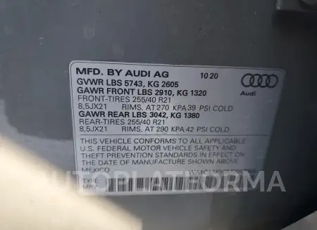 AUDI SQ5 PRESTI 2021 vin WA1C4AFY3M2017965 from auto auction Copart