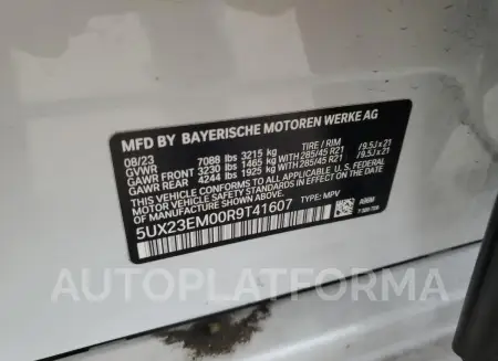 BMW X7 XDRIVE4 2024 vin 5UX23EM00R9T41607 from auto auction Copart