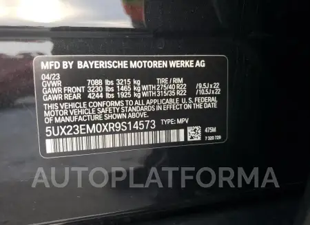 BMW X7 XDRIVE4 2024 vin 5UX23EM0XR9S14573 from auto auction Copart