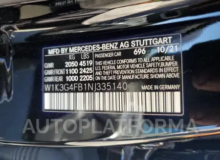 MERCEDES-BENZ A 220 4MAT 2022 vin W1K3G4FB1NJ335140 from auto auction Copart