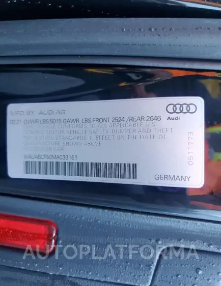 AUDI A5 PREMIUM 2021 vin WAUABCF50MA033161 from auto auction Copart