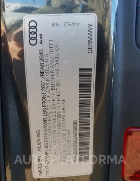 AUDI S5 PRESTIG 2018 vin WAUC4CF50JA059838 from auto auction Copart