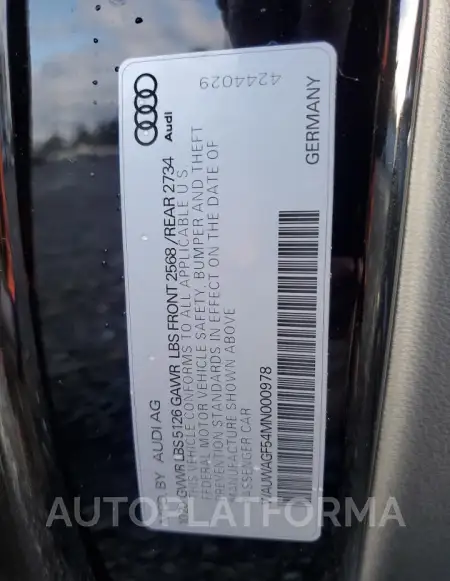 AUDI A5 PREMIUM 2021 vin WAUWAGF54MN000978 from auto auction Copart